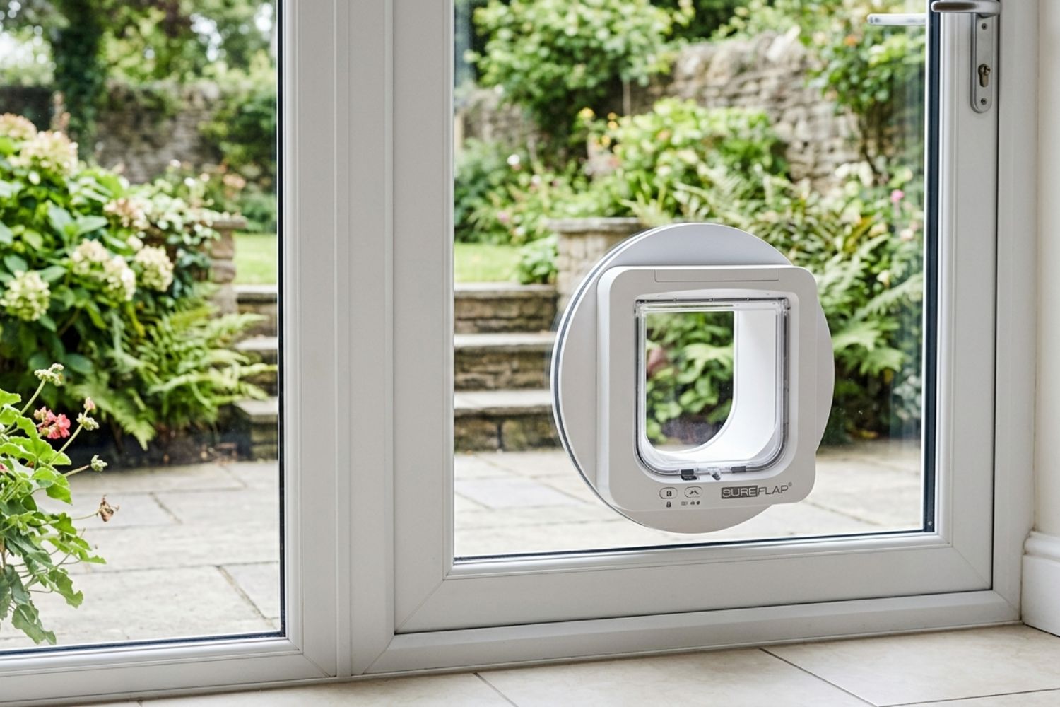 cat flap in glass door